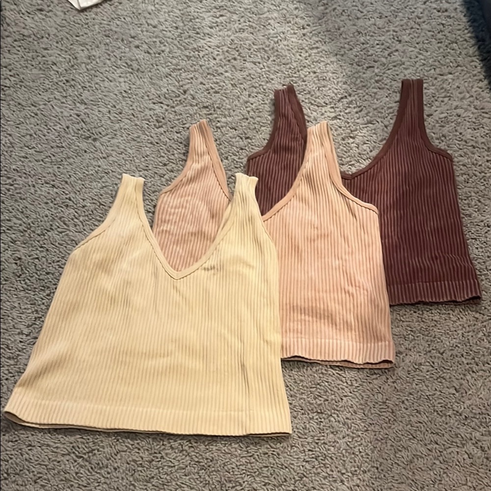 Aura Cream Ribbed Fitted Tank Top